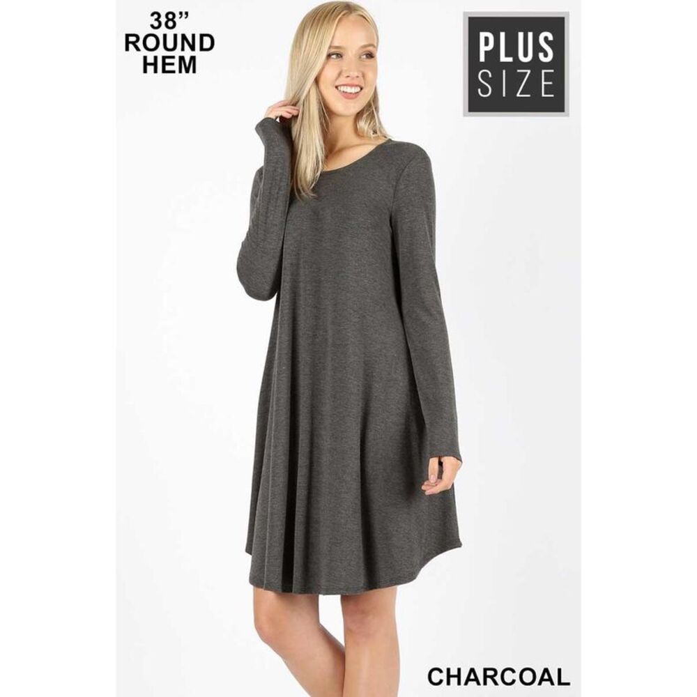 World of Leggings Premium Long Sleeve A-Line Round Hem Plus Size Rayon Tunic